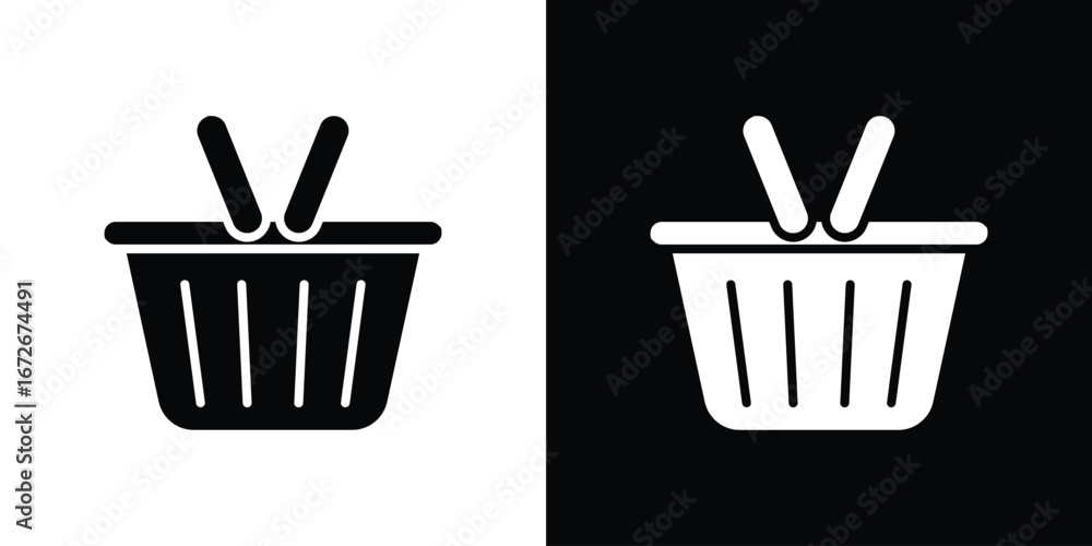 Shopping basket icons in black and white clipart style Stock Vector ...
