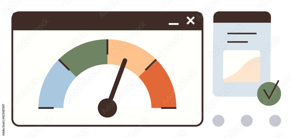 Speedometer Analytics Speedometer gauge with colored ranges in browser window, mobile app ...