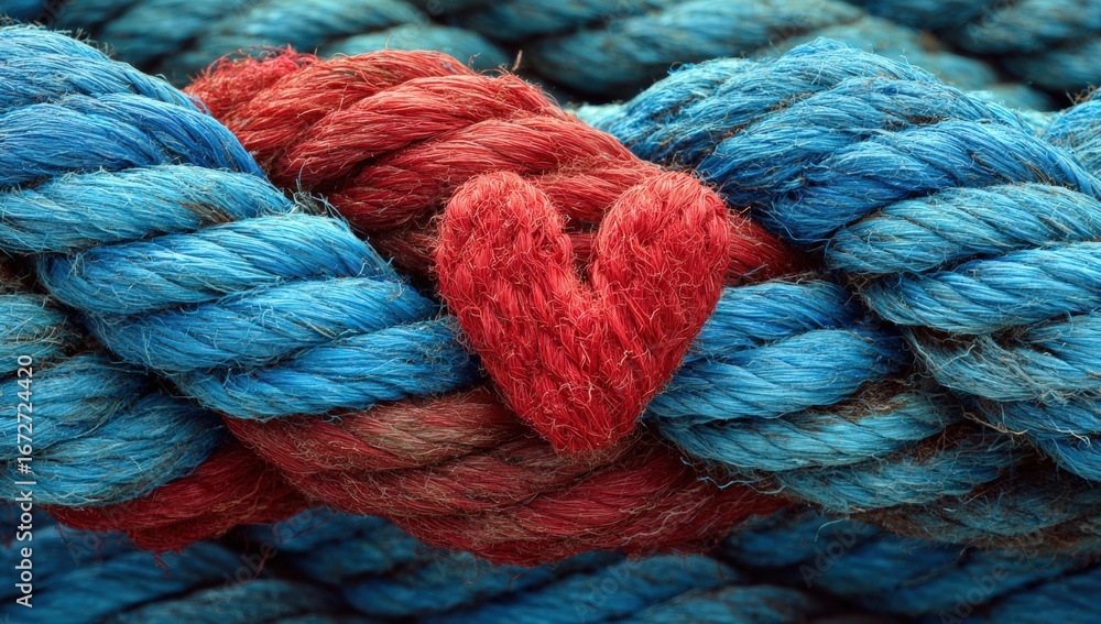 Heart Rope Connection Intertwined ropes with a heart knot Stock Photo | Adobe Stock