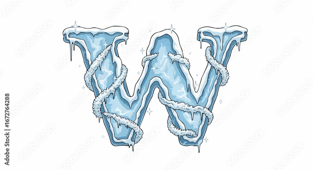 Alphabet letters in the christmas theme christmas vector ice
