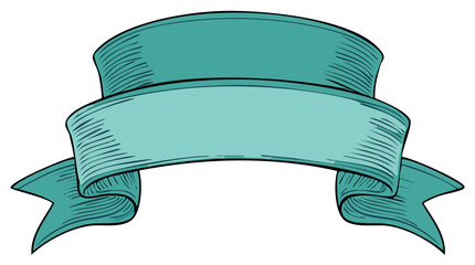 Wall Mural - Teal Colored Vintage Ribbon Scroll Banner Blank Message Space Design Element