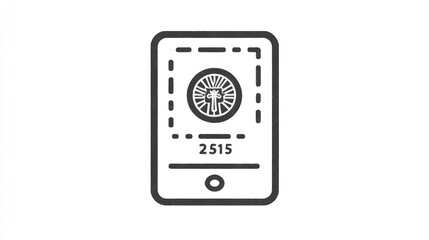Digital badge or app icon, a mobile device with a framed circular graphic
