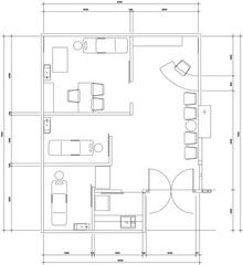 Naklejka na meble 2D Vector Layout Plan of Clinic Interior with Waiting Area, Examination Room, and Reception Counter