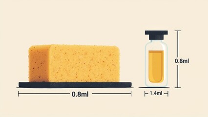 Combination of block shaped object and measuring cup