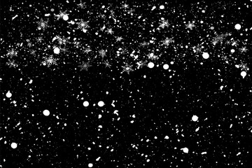 Wall Mural - Christmas snow. Falling snowflakes on a dark background. Snowfall. Vector illustration.