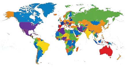  Colorful world map with country divisions