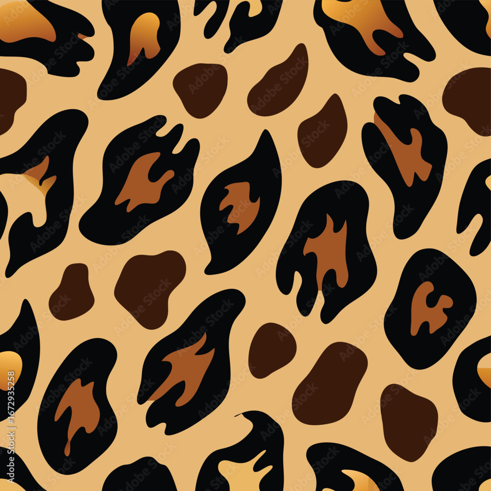 Vector art of seamless leopard print pattern with black and brown spots ...