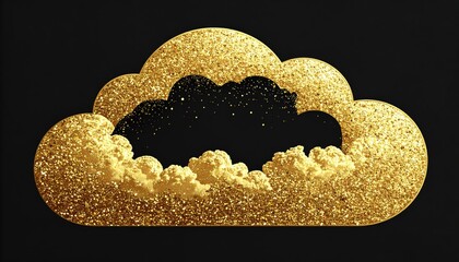 a beautiful golden heart shape with elegant cloud and sun designs on a black background, perfect for