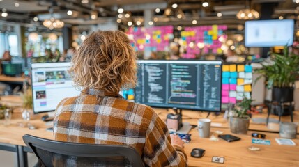 Focused work at the modern workspace