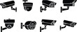 © Photon - security camera icons featuring surveillance equipment and cctv systems for video monitoring and digital protection purposes