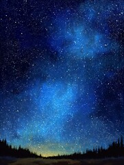 Wall Mural - Night sky with stars background.