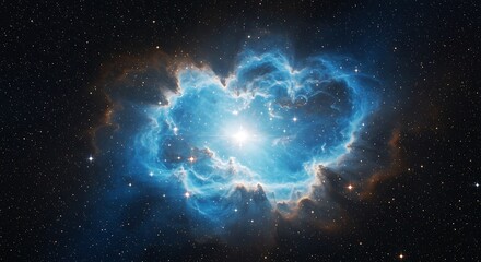 Wall Mural - ​A breathtaking image of a star-forming nebula, glowing with stunning shades of blue and burnt orange