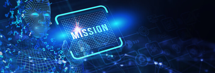 Wall Mural - Mission concept. Financial success concept on virtual screen. Business, technology, internet and networking concept. 3d illustration