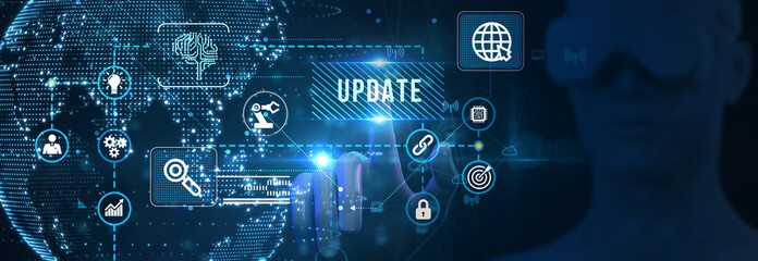 Wall Mural - Business, Technology, Internet and network concept. Update software computer program upgrade. 3d illustration