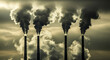 © MDARIF - Pollution from industrial chimneys causing global warming and climate change emissions smog