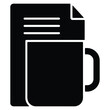 © OLIMUDDIN - Icon of a mug with a document beside it symbolizing work break and relaxation at workplace and office concept