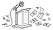 © Ramlan - Profitable Public Speaking Concept with Microphone, Podium, and Flying Money