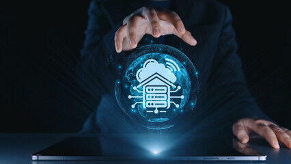 Wall Mural - cloud computing, cloud strategy, and cloud technology transforming digital infrastructure with scala
