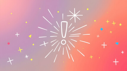 Line confetti exclamation icon elements. Hand drawn confetti explosion burst ray shine line icon illustration. Spark exclamation emphasis ray twinkle starburst decoration. Vector illustration.