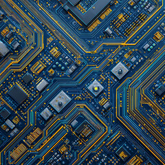 intricate circuit board design featuring vibrant electrical pathways and advanced technology, perfec