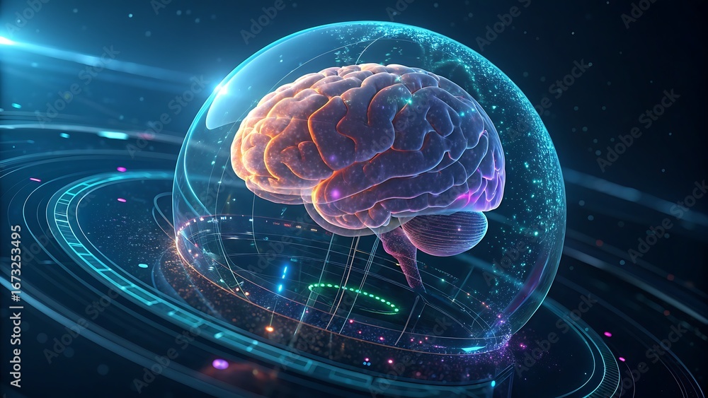 Human Brain Encapsulated in a Futuristic Sphere Exploring Artificial ...