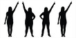 © rayhan039 - Four female silhouettes pointing upwards on a white background woman person