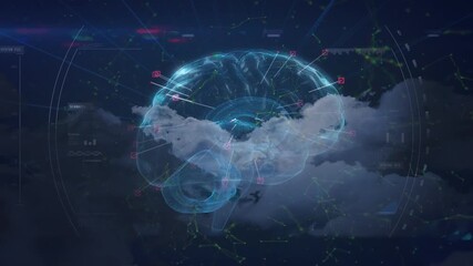 Wall Mural - animation of human brain and data processing