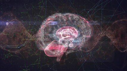 Wall Mural - animation of human brain and data processing