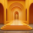© Almarkha - Yellow arched hallway with light beams