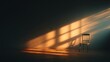 © 楠 刘 - Minimalist living room with a single chair under soft morning light, empty emotional space with subtle shadows, introspective calm atmosphere, peaceful contemporary interior design