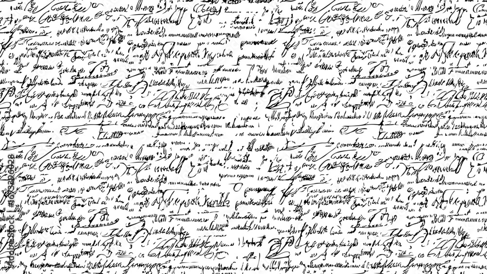 Seamless white pattern of abstract illegible handwritten text. Vintage ...