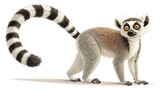 Cartoon ring tailed lemur on a white background