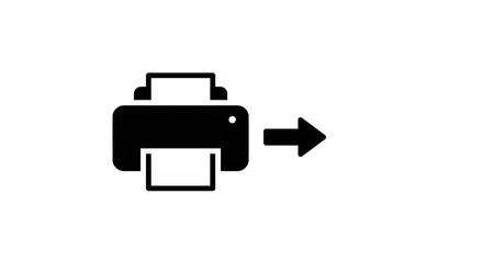Modern printer icon with output arrow symbolizing document printing and data transfer