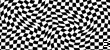 © A_Y_N - Curvy crayon hand-drawn checkerboard with optical distortion and digital flair. Deep race chalk or ink pattern for fashion, squiggle textile design, monochrome pastel charcoal drawn wallpaper. Vector