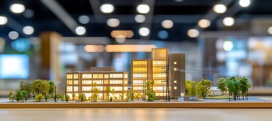 Architectural model of urban city landscape with buildings and trees for real estate development project