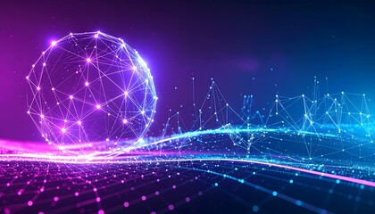 Futuristic technology network sphere background for digital innovation