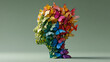 © eun - psychological well-being conceptual art with colorful butterflies emerging from open head on green background