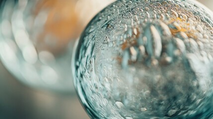 Close-up of textured glass orbs, blurred background. Possible use product photography, abstract art