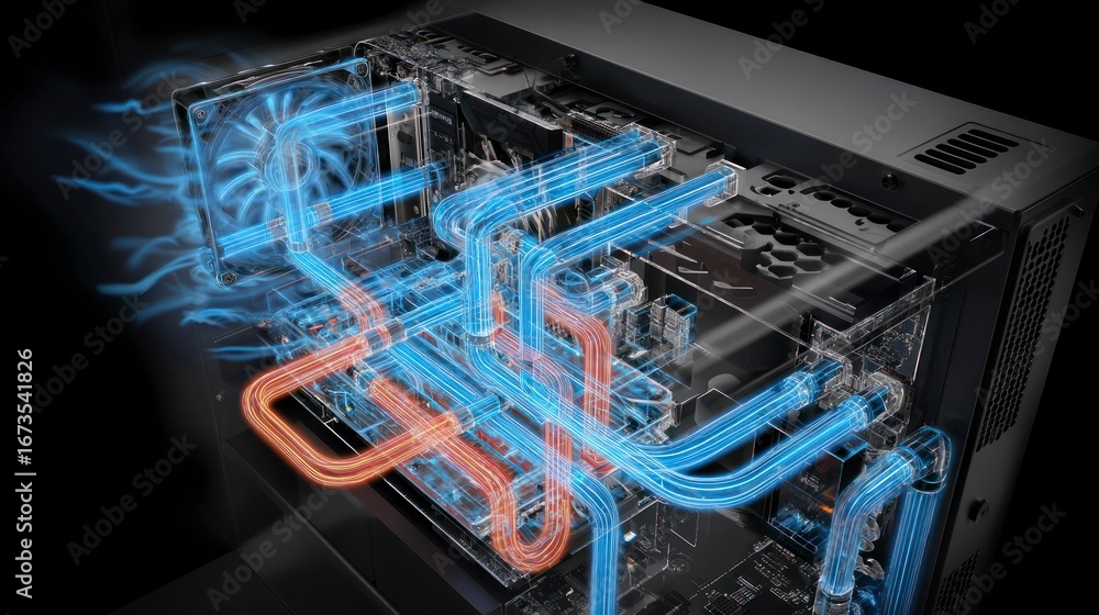 Computer liquid cooling system design Stock Illustration | Adobe Stock
