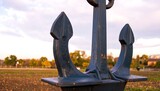 Close-up of a dark metal anchor