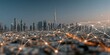 © xcc - Dubai smart city skyline with data management network connections between buildings, AI powered energy management for sustainable urban life, technology landscape
