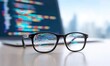© Slowlifetrader - Glasses reflecting code, symbolizing programming skills essential for the future. A highly demanded and important profession in the era of technology and AI.