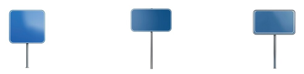 three blue blank signs 3d