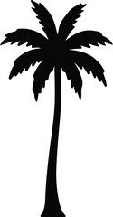 Illustrator Vector Single palm tree tropical summer vacation icon silhouette