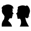 © Sandeep - black and white profile silhouettes of a man and a woman Facing Each Other