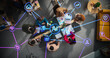 © Gorodenkoff - Diverse Team Collaborating with AI Tools in a Modern Office Meeting Room. Top Down View Highlighting Dynamic Interaction and Advanced Technology Integration with Holographic Interfaces