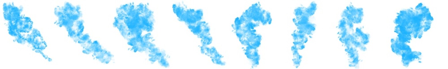 Wall Mural - smoke clouds, steam mist fog and light blue foggy vapor. smoke from dust particles isolated on empty