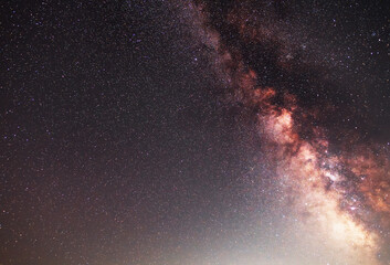 Wall Mural - Beautiful bright Milky Way galaxy on the starry sky.  Night sky astronomical background. 