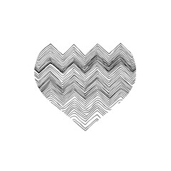 Wall Mural - Abstract Black And White Glittery Heart Shape Design On Transparent Background