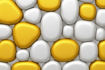 Abstract pattern of rounded, golden and white stones